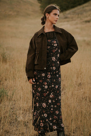 Lovelyn Collared Suede Jacket