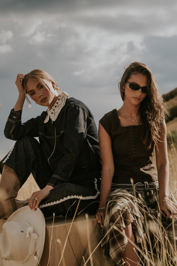 Sutton Denim Top in Brown