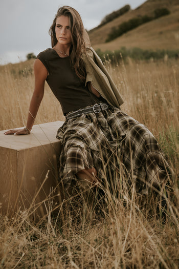 Sutton Denim Top in Brown