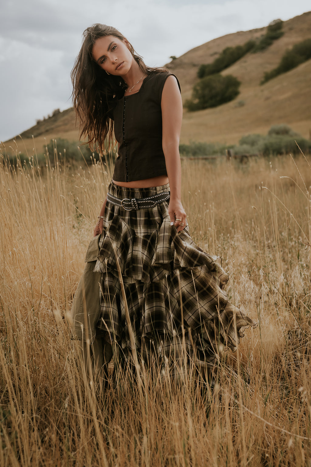 Sutton Denim Top in Brown