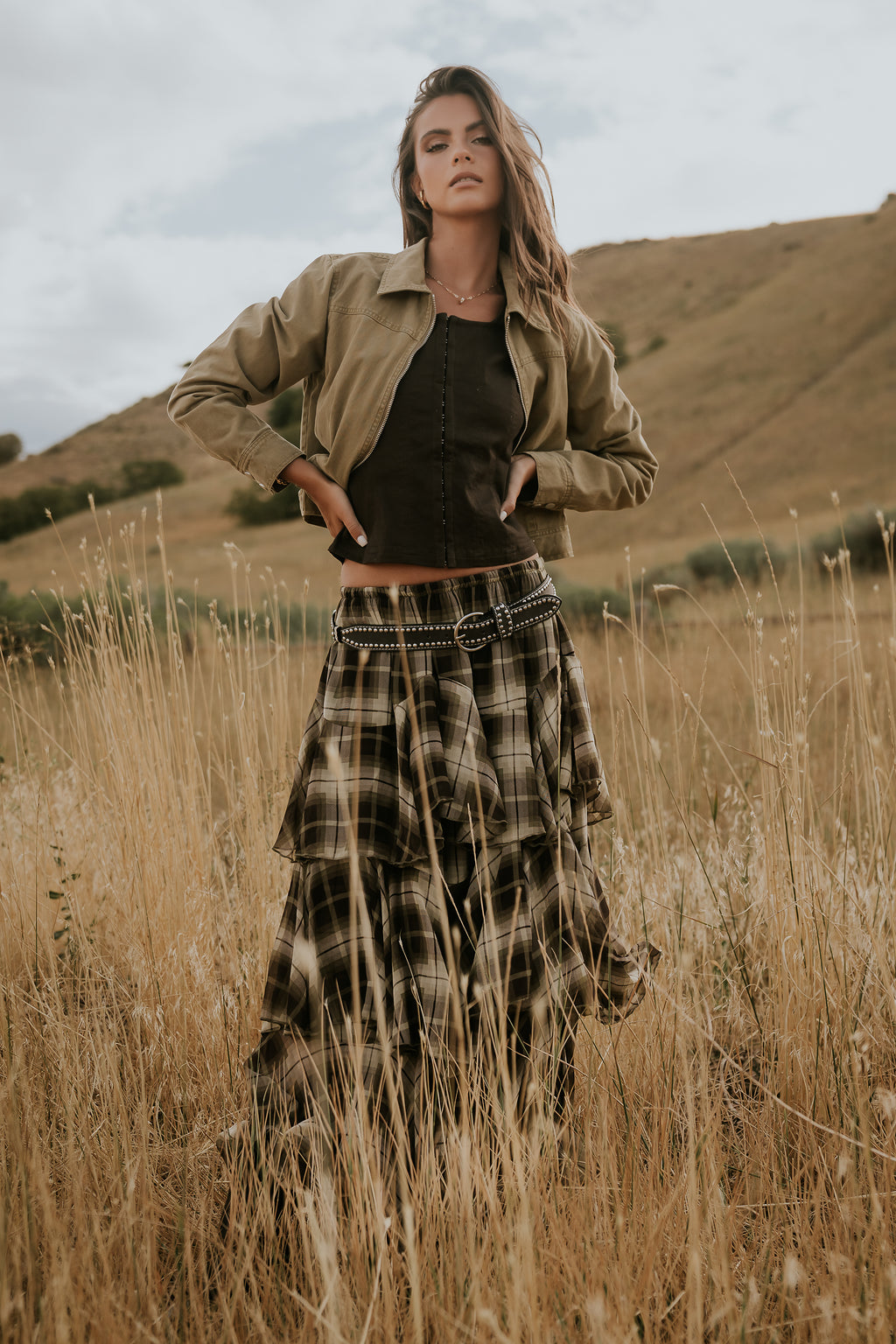 Sutton Denim Top in Brown