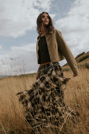 Sutton Denim Top in Brown