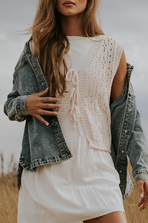 Joana Knit Vest in Ivory - FINAL SALE