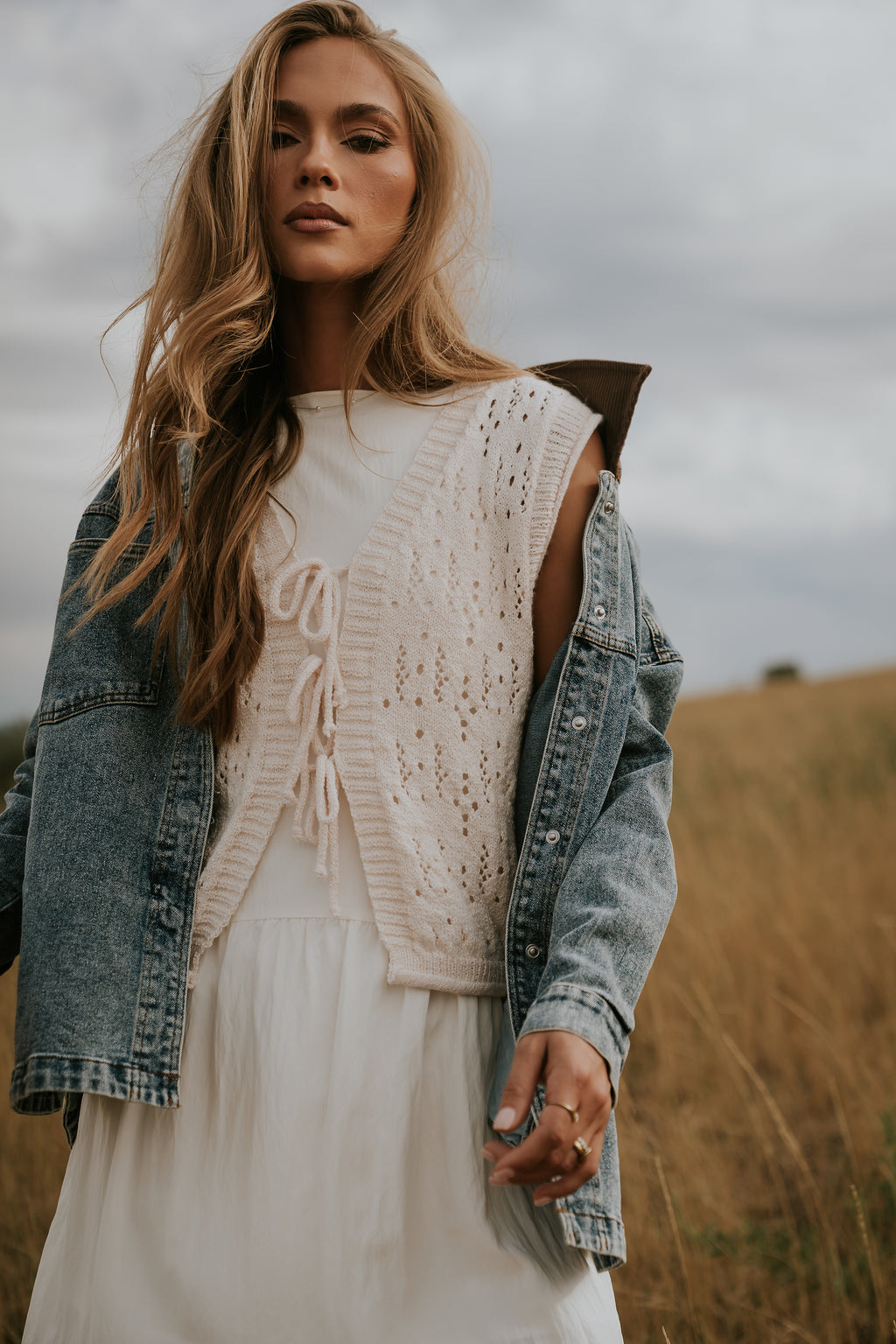 Joana Knit Vest in Ivory - FINAL SALE