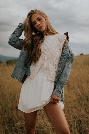 Jolena Drop Waist Mini Dress in White