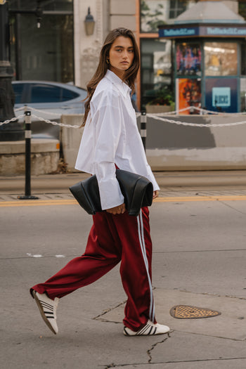 Lola Satin Track Pants in Red