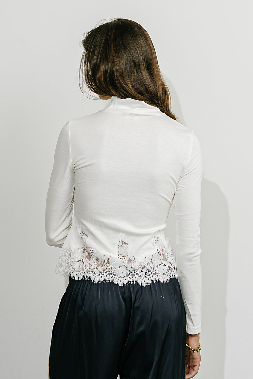 Kesley Lace Mock Neck Top in Ivory
