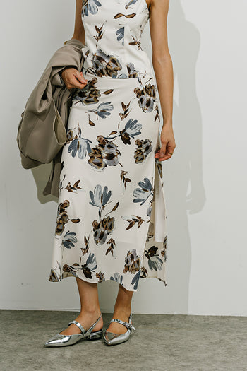 Eden Floral Midi Skirt in Cream