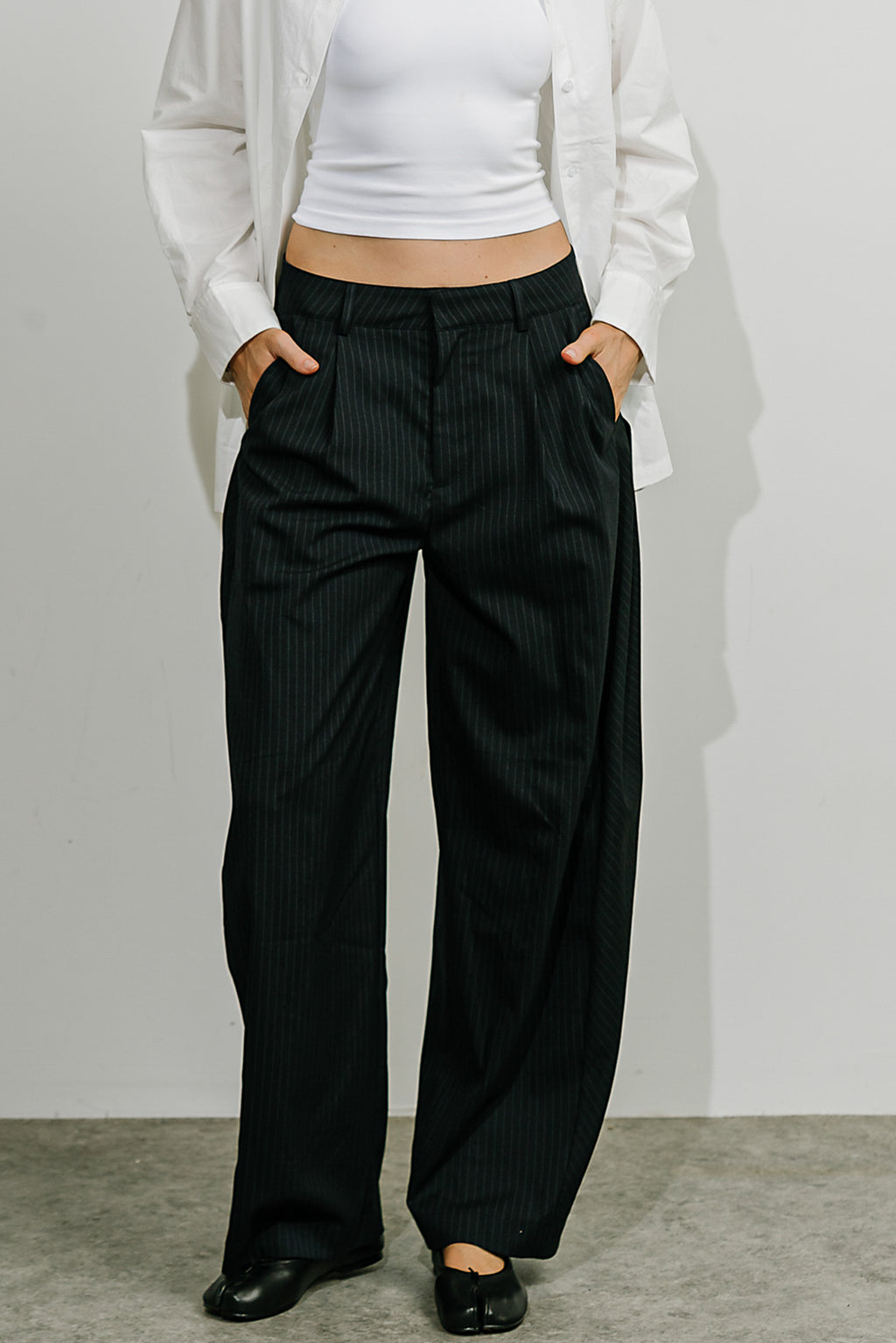 Alexa Pinstripe Barrel Trousers