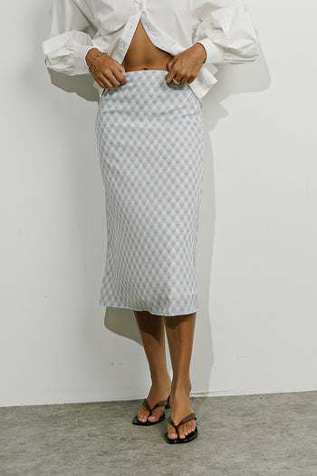 Brandie Plaid Midi Skirt in Blue