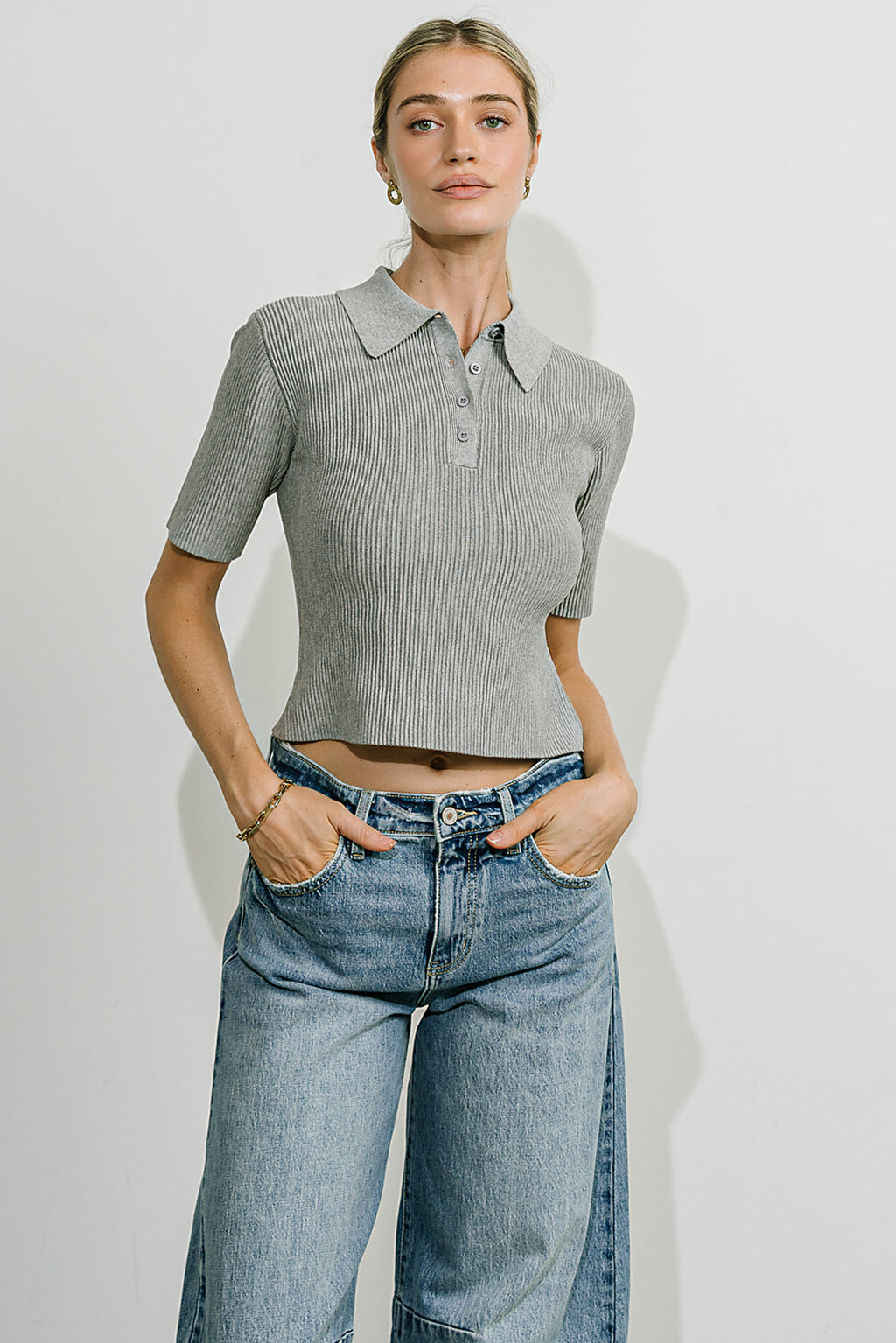 Cami Ribbed Sweater in Grey - FINAL SALE