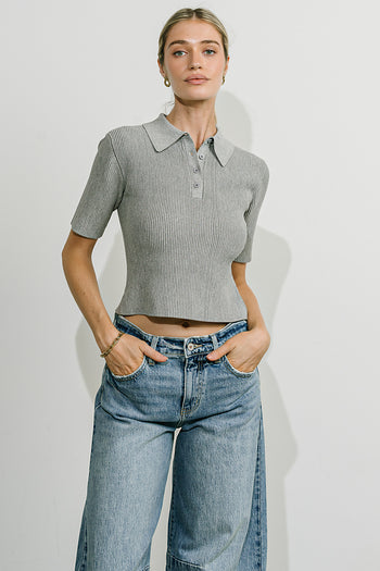 Cami Ribbed Sweater in Grey - FINAL SALE