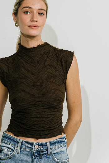 Monet Textured Top in Brown