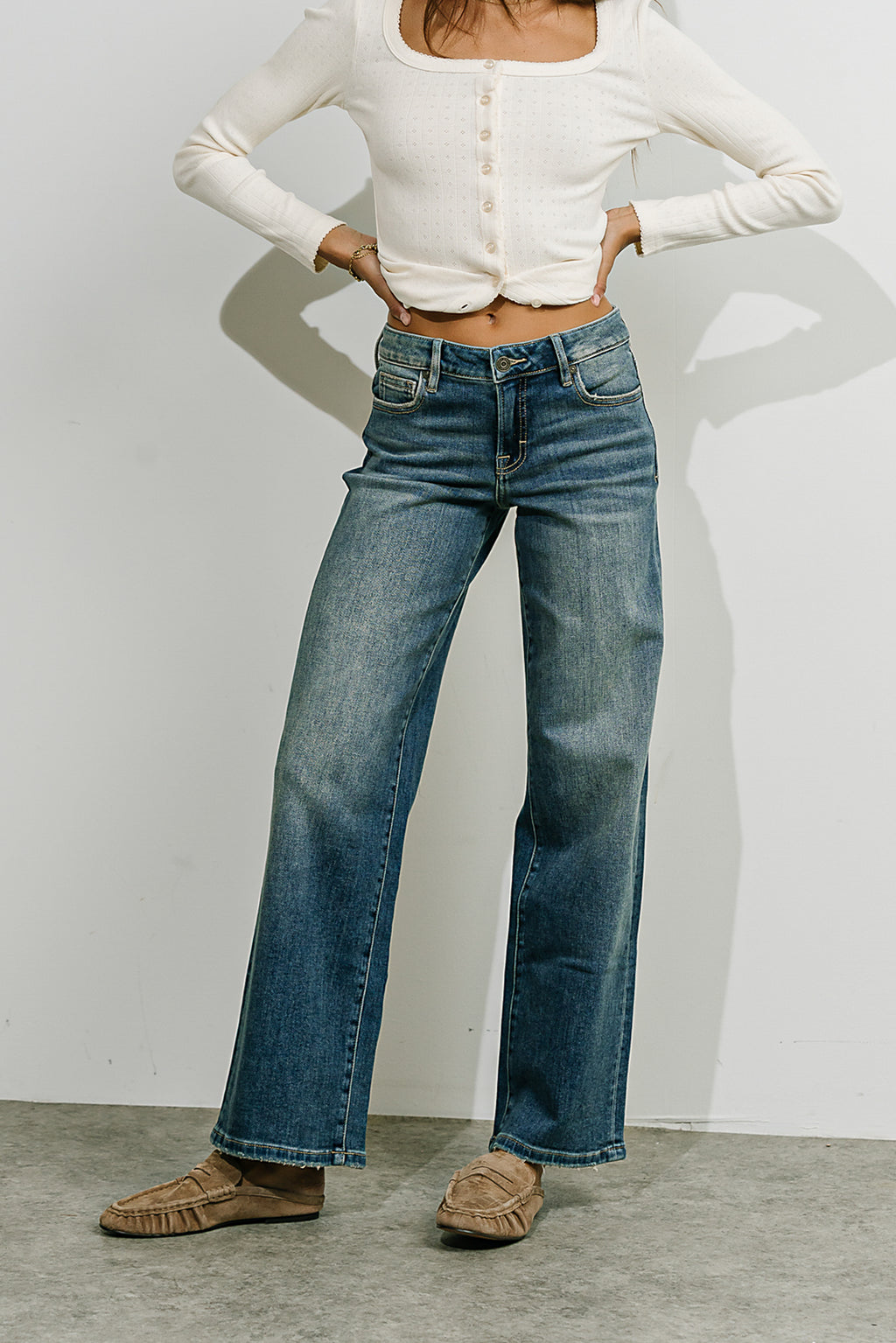 Tasha Mid Rise Relaxed Straight Leg Jeans