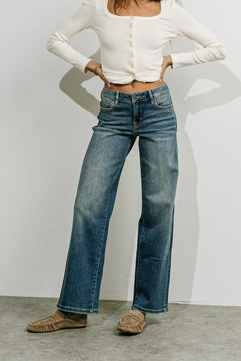 Tasha Mid Rise Relaxed Straight Leg Jeans