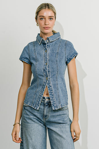 Briley Denim Button Up in Medium Wash