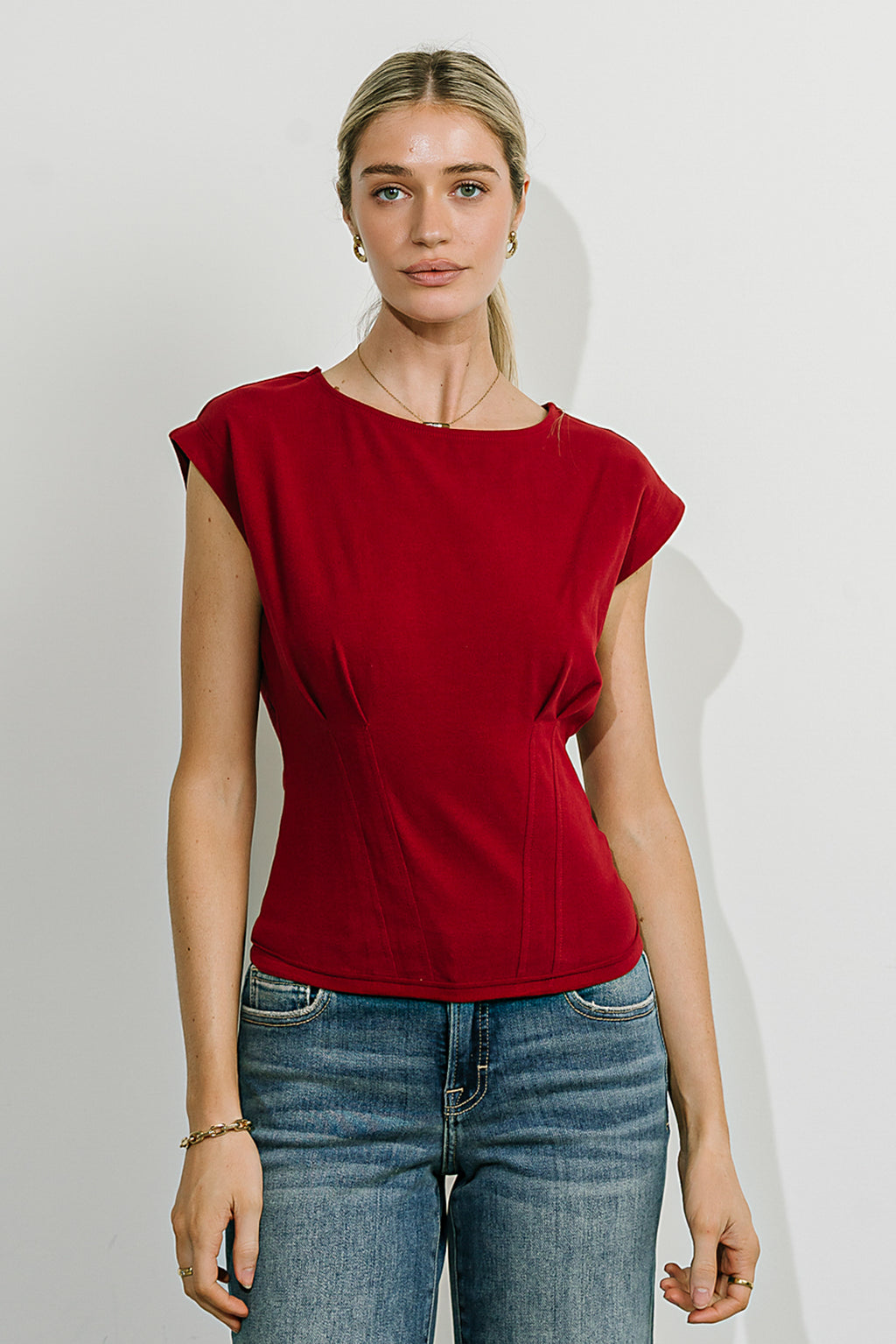 Tam Pleated Top in Red