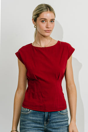 Tam Pleated Top in Red