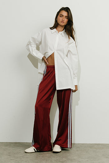 Lola Satin Track Pants in Red