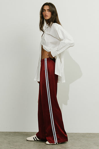 Lola Satin Track Pants in Red