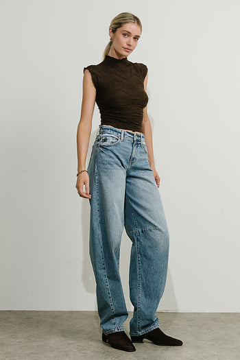 Monet Textured Top in Brown