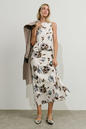 Eden Floral Midi Skirt in Cream