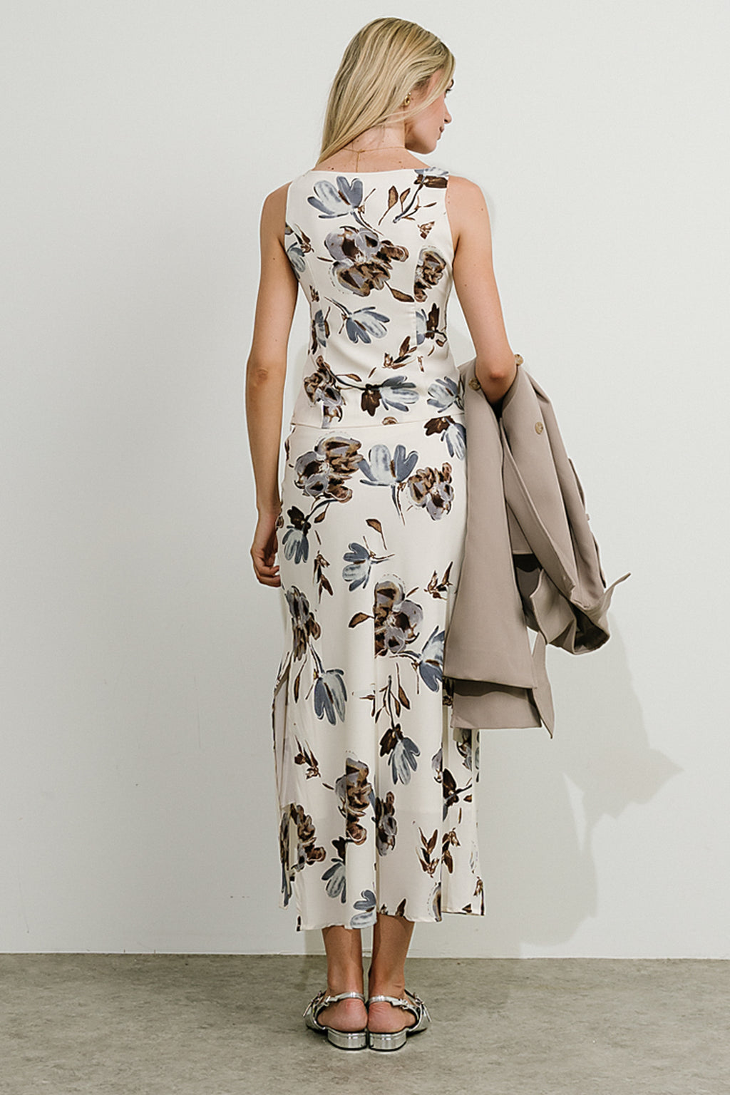 Eden Floral Midi Skirt in Cream
