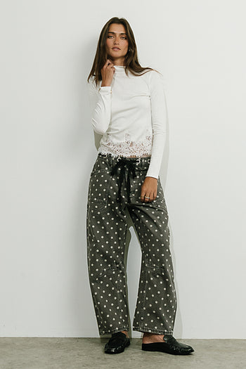 Kesley Lace Mock Neck Top in Ivory