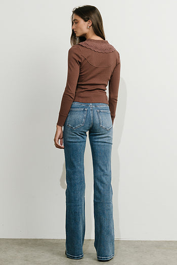 Janice Ribbed Blouse in Brown