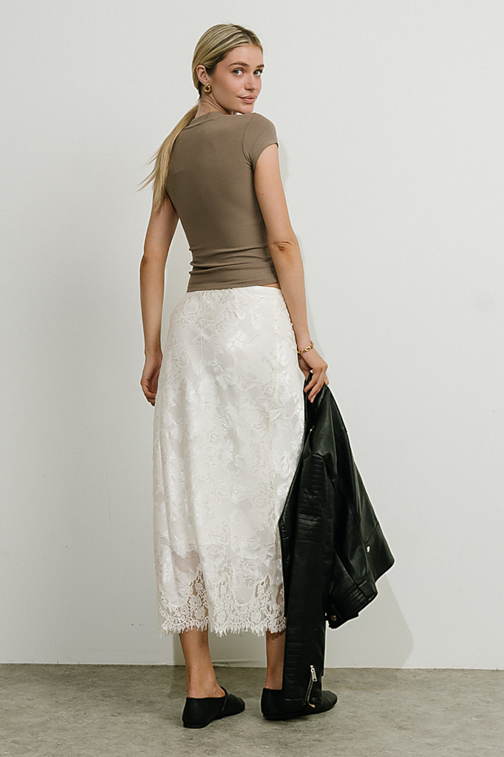 Julie Floral Satin Midi Skirt