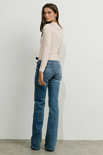 Janice Ribbed Blouse in Cream