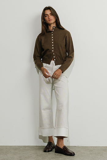 Maya Button Up Sweater in Brown