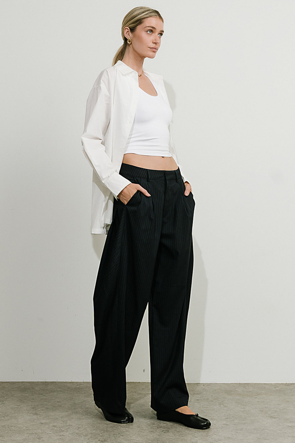 Alexa Pinstripe Barrel Trousers