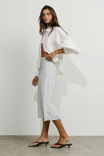 Brandie Plaid Midi Skirt in Blue