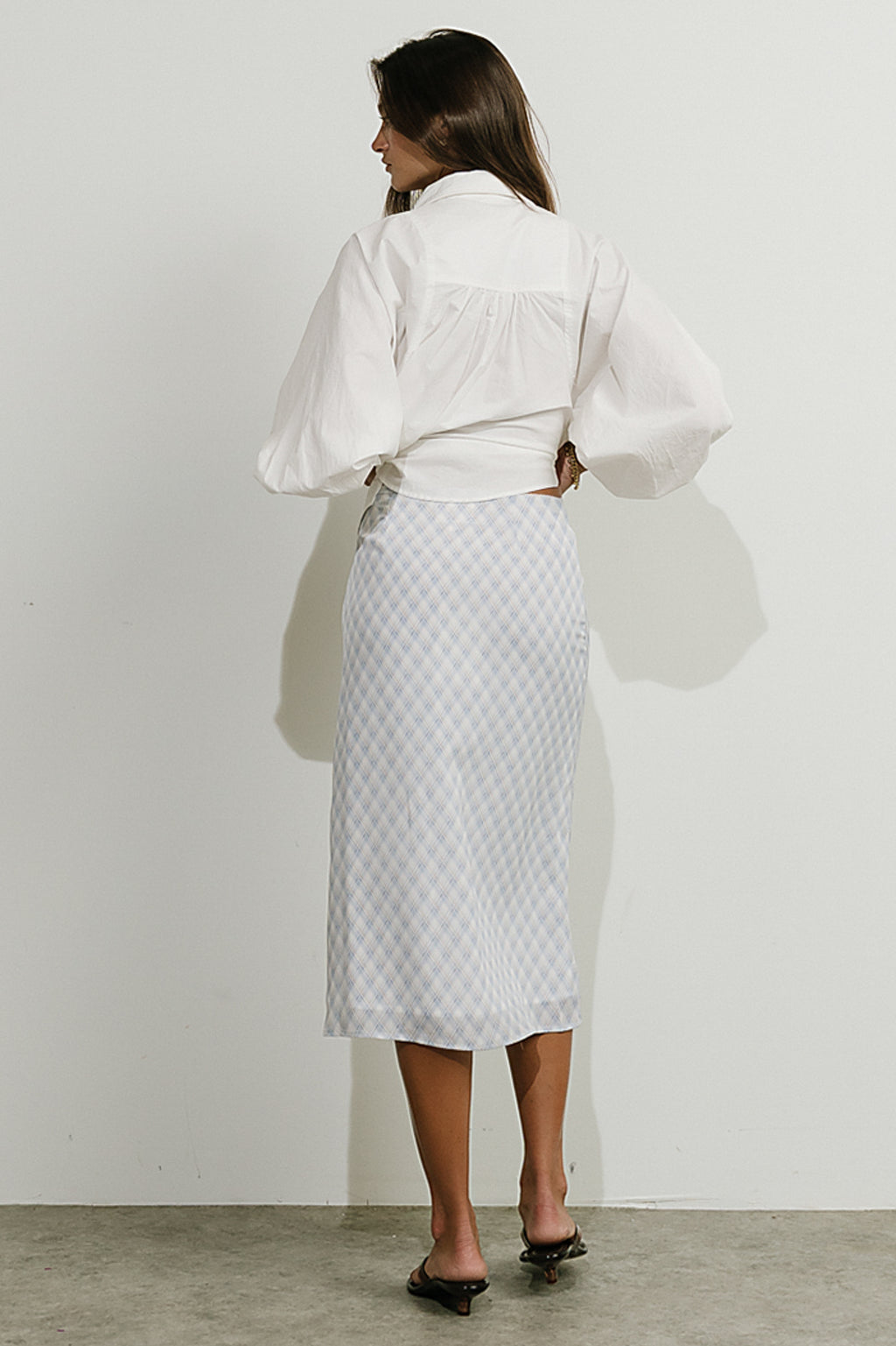 Brandie Plaid Midi Skirt in Blue