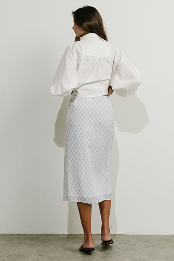 Brandie Plaid Midi Skirt in Blue