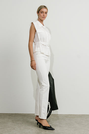 Karlie Button Up Blouse in White