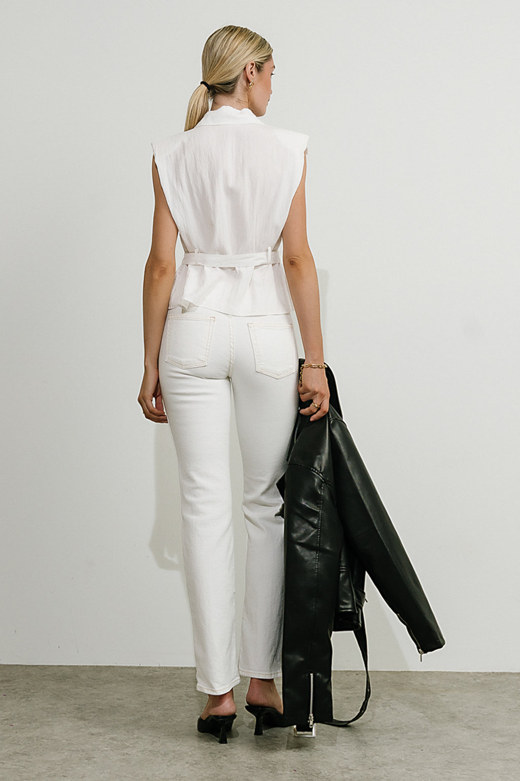 Karlie Button Up Blouse in White