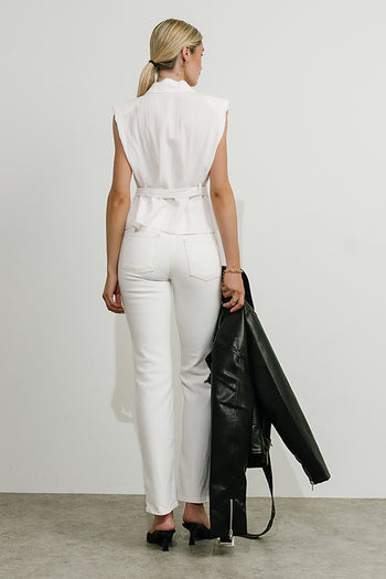 Karlie Button Up Blouse in White