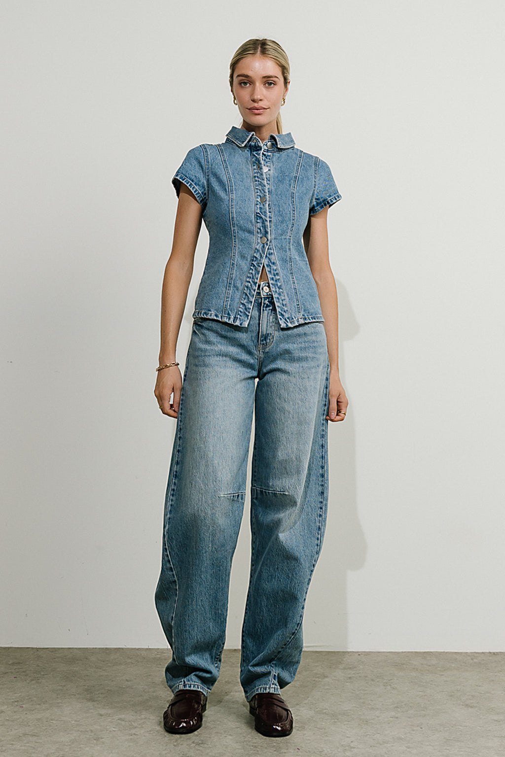 Briley Denim Button Up in Medium Wash