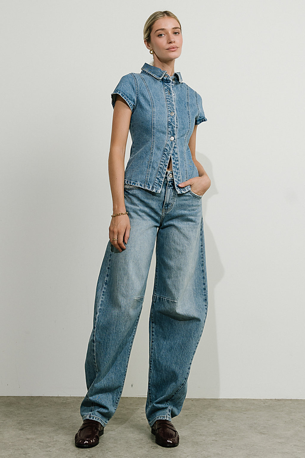 Briley Denim Button Up in Medium Wash