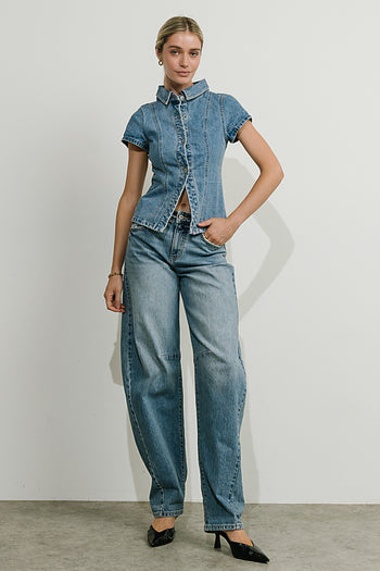 Briley Denim Button Up in Medium Wash