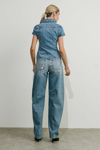 Briley Denim Button Up in Medium Wash