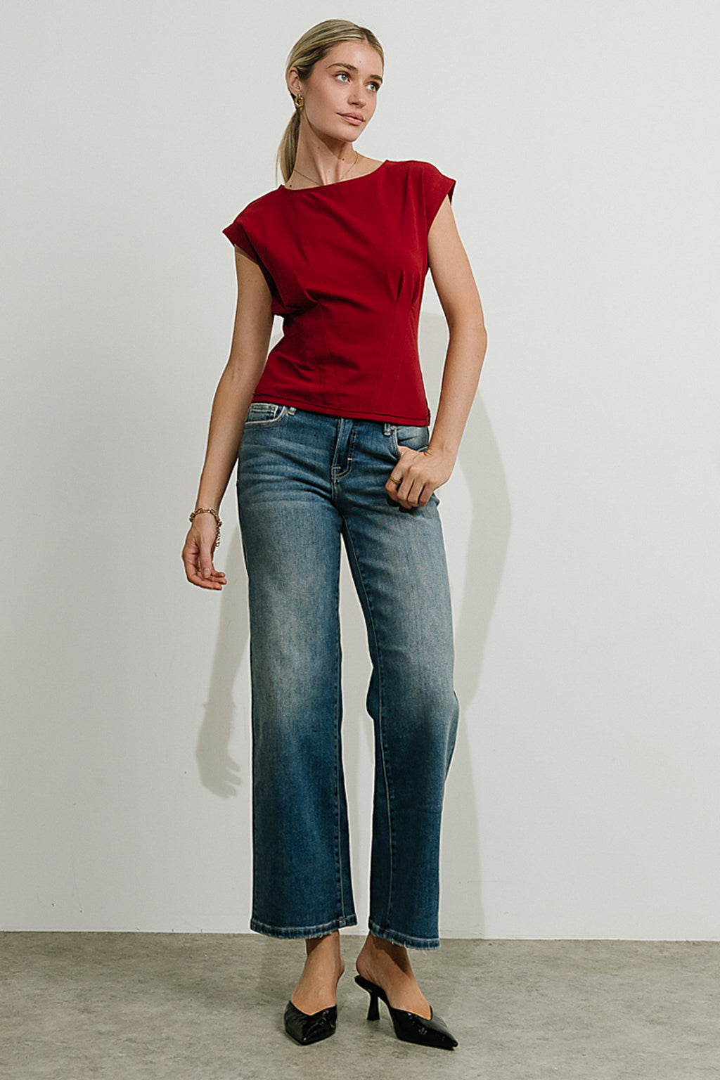 Tam Pleated Top in Red