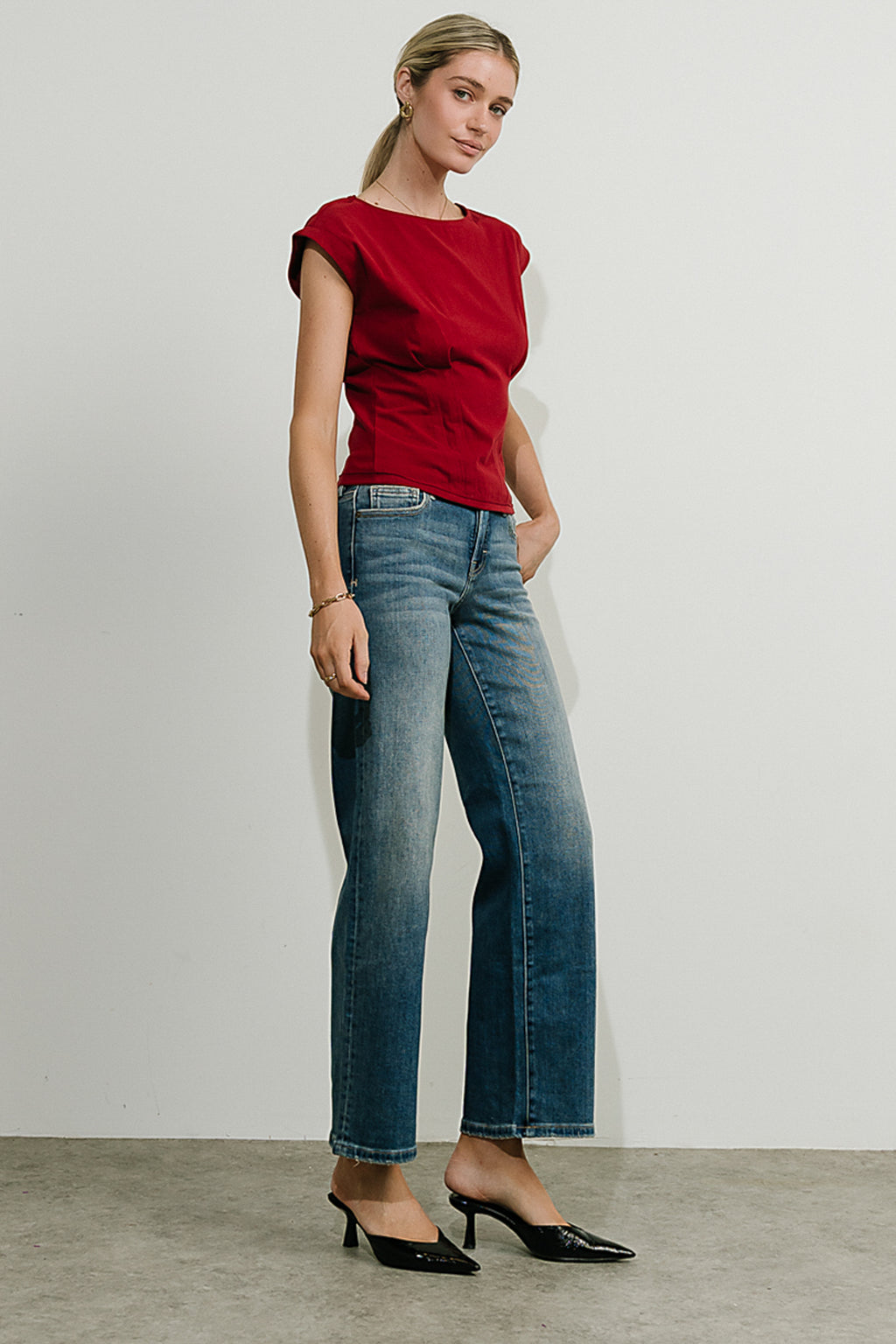 Tam Pleated Top in Red