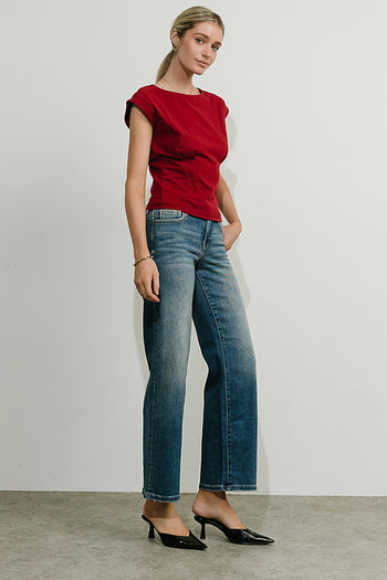 Tam Pleated Top in Red