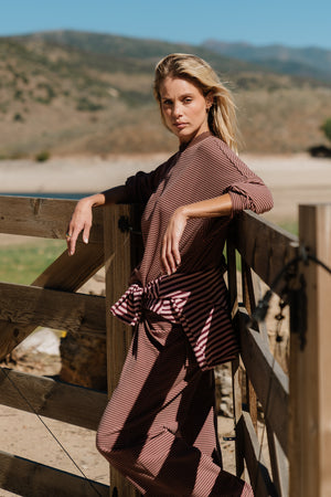 Shelby Striped Top in Brown