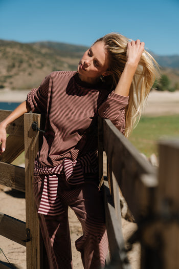 Shelby Striped Top in Brown