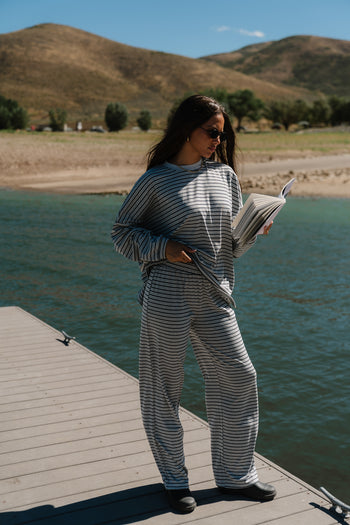 Antonella Striped Pants in Grey