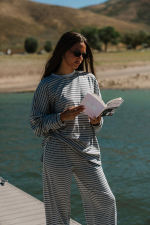 Antonella Striped Top in Grey